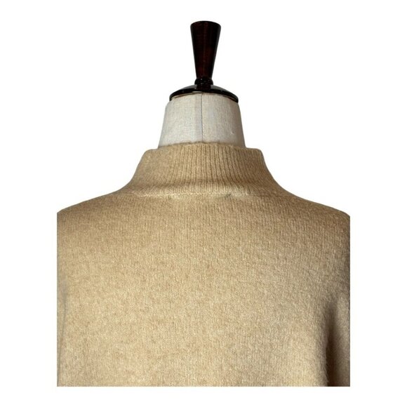 Magaschoni Sweater Women Small Tan Knit Wool Blend Mock Neck Pullover - Picture 5 of 10